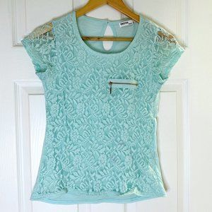 Light Blue Lace Short Sleeve